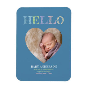 Modernes Minimalistisches Baby-Foto - Geburtsankün Magnet