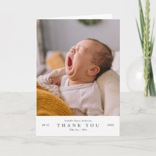 Modernes minimalistisches Babyfoto Zwei Fotos Dankeskarte