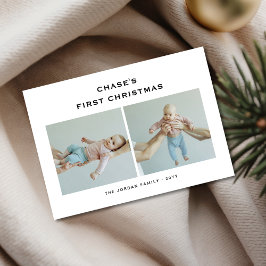Modernes Minimalistisches Baby's First Christmas F Feiertagskarte