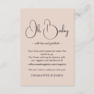 Modernes Minimalistisches Babyshower Puderrosé Begleitkarte