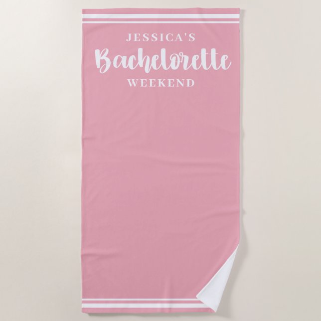 Modernes, Minimalistisches Bachelorette Wochenende Strandtuch (Vorderseite)