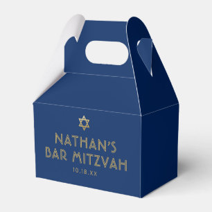 Modernes Minimalistisches Bar Bat Mitzvah Blue Gol Geschenkschachtel