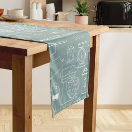 Modernes Minimalistisches Bauernhaus Küche Geschir Kurzer Tischläufer