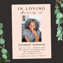Modernes Minimalistisches Begräbnis Foto Einfache Einladung