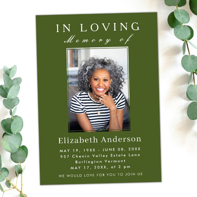 Modernes Minimalistisches Begräbnis Foto Einfache  Einladung (Von Creator hochgeladen)