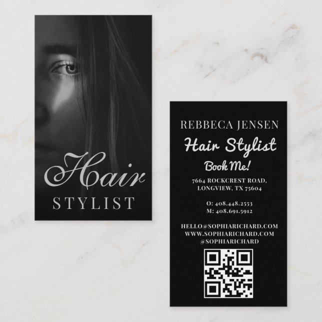 Modernes Minimalistisches Berufliches Haar-Stylist Visitenkarte (Vorne/Hinten)