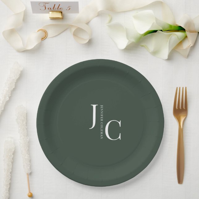 Modernes Minimalistisches Berufliches Monogramm Du Pappteller (Hochzeit)
