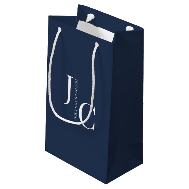 Modernes Minimalistisches Berufliches Monogramm Na Kleine Geschenktüte (Rückseite Schrägansicht)