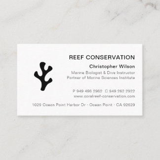 Modernes Minimalistisches Black Coral Reef Tauchen Visitenkarte