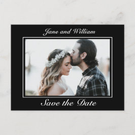 Modernes Minimalistisches Black Wedding Foto Ankündigungspostkarte