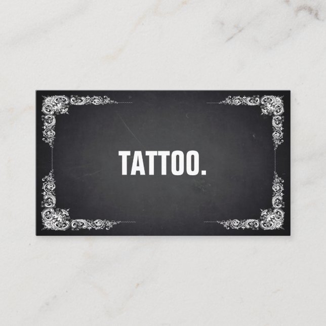 Modernes Minimalistisches Blackboard Tattoo Berufl Visitenkarte (Vorderseite)