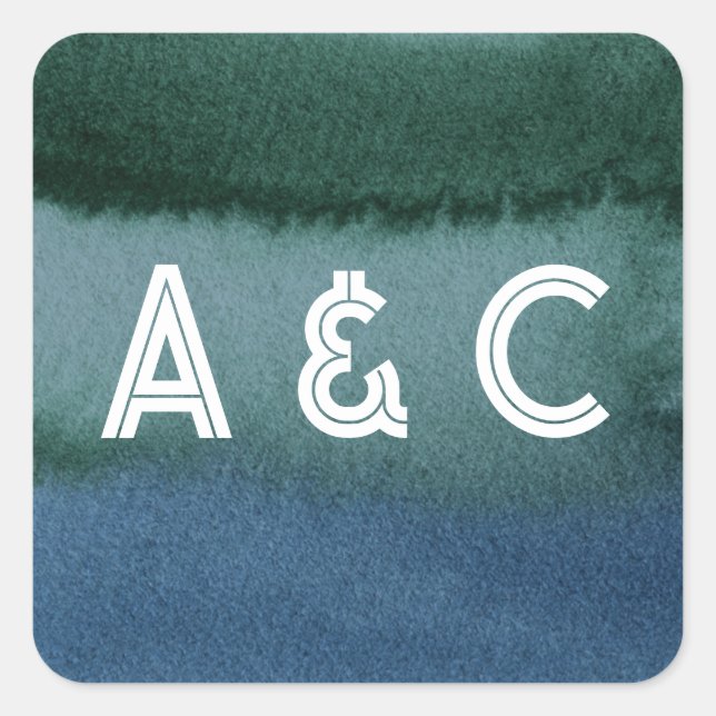 Modernes Minimalistisches Blau Aquamarin Quadratischer Aufkleber (Vorderseite)