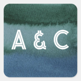 Modernes Minimalistisches Blau Aquamarin Quadratischer Aufkleber