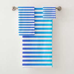 Modernes Minimalistisches Blau Türkis Ombre Streif Badhandtuch Set