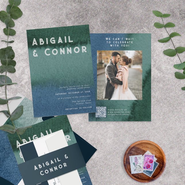 Modernes Minimalistisches blaues Aquamarines Foto  Einladung (Von Creator hochgeladen)