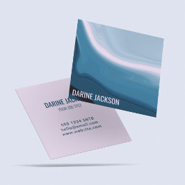 Modernes Minimalistisches Blaues Wasser Wavy Quadratische Visitenkarte