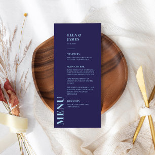 Modernes Minimalistisches Blue Wedding Menu Menükarte