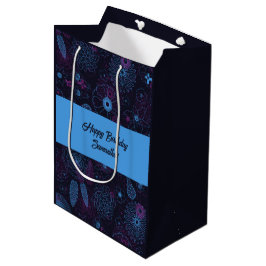 Modernes Minimalistisches Blumenblau und Lila Must Mittlere Geschenktüte
