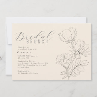 Modernes Minimalistisches Blumenhellbeige Bridal B Einladung