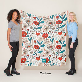 Modernes, minimalistisches Blumenmotiv mit beigem  Fleecedecke