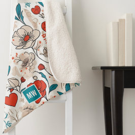 Modernes, minimalistisches Blumenmotiv mit beigem  Sherpadecke