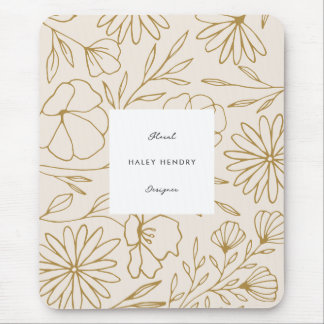 Modernes Minimalistisches Blumenmuster - Gold und Mousepad