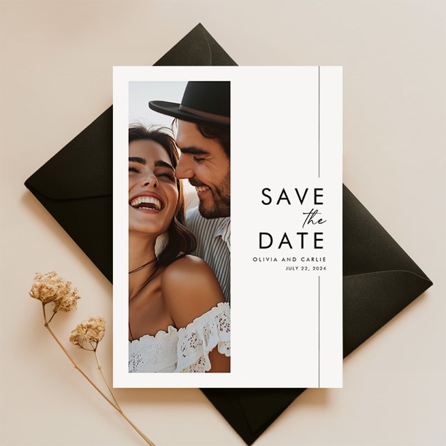 Modernes Minimalistisches Boho-Foto Save the Date Einladung (Von Creator hochgeladen)