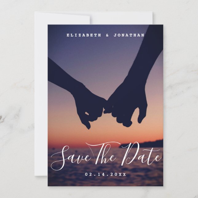 Modernes Minimalistisches Boho Navy Blue Wedding F Save The Date (Vorderseite)