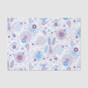 Modernes Minimalistisches botanisches Blau und Lil Seidenpapier
