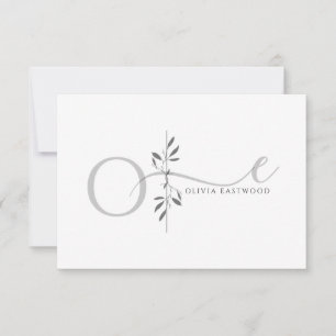Modernes minimalistisches botanisches Monogramm Mitteilungskarte