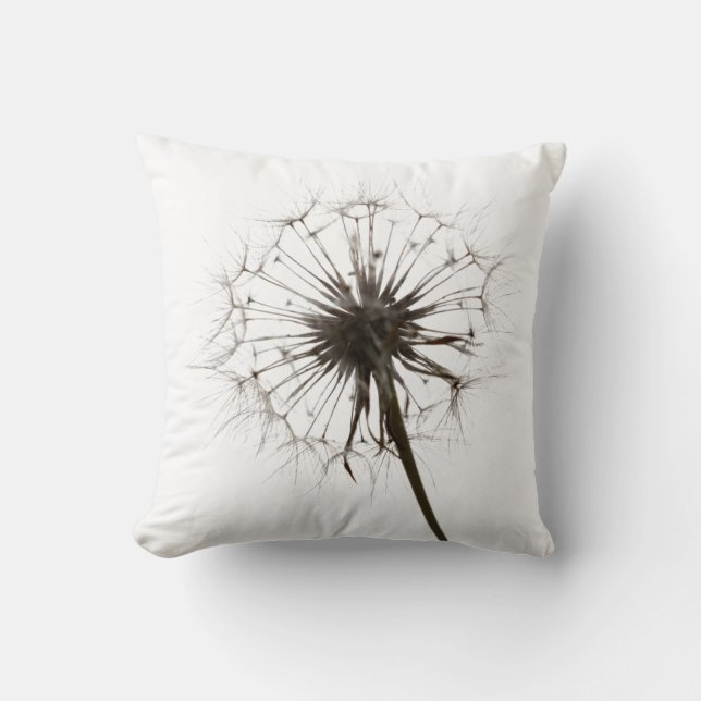 modernes minimalistisches botanisches Sepia/Creme- Kissen (Vorderseite)