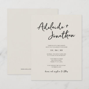 Modernes Minimalistisches Budget Elfenbeinhochzeit Einladung