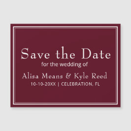 Modernes Minimalistisches Burgund Save the Date Magnetkarte