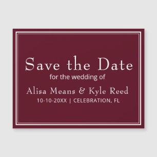 Modernes Minimalistisches Burgund Save the Date Magnetkarte