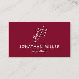 Modernes Minimalistisches Burgundy Monogramm Visitenkarte