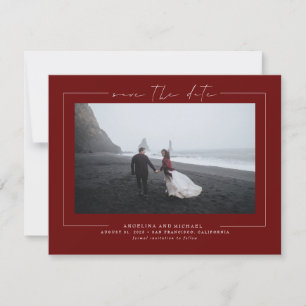 Modernes Minimalistisches Burgundy Rot-Save the Da Save The Date