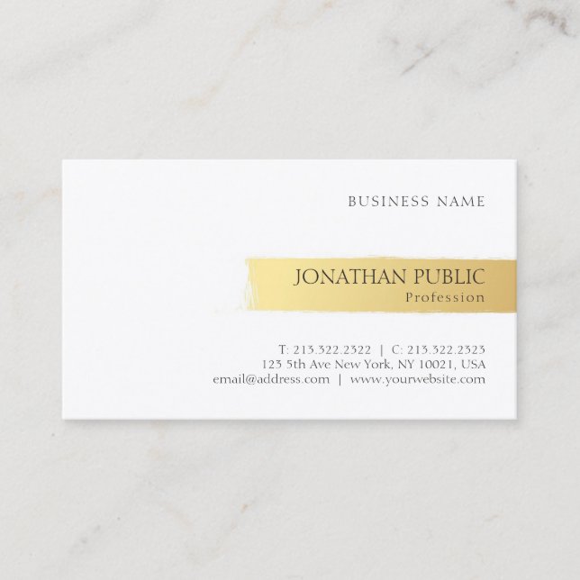 Modernes Minimalistisches Design Elegantes Gold Sc Visitenkarte (Vorderseite)