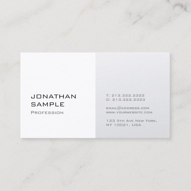 Modernes Minimalistisches Design Silver White Schl Visitenkarte (Vorderseite)
