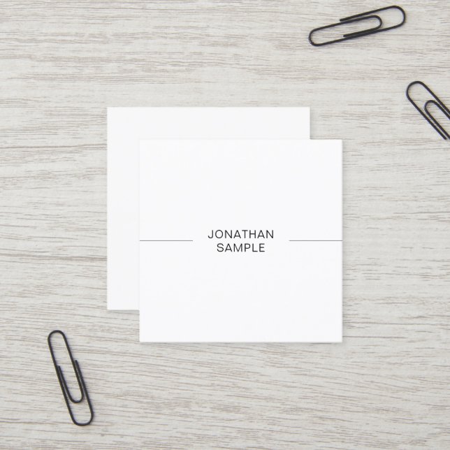 Modernes Minimalistisches Design Weiß Beruflich Sc Quadratische Visitenkarte (Vorderseite/Rückseite Beispiel)