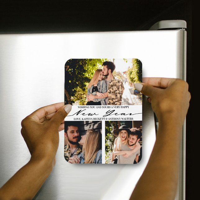 Modernes Minimalistisches Drehbuch 3 FotoCollage N Magnet (Von Creator hochgeladen)