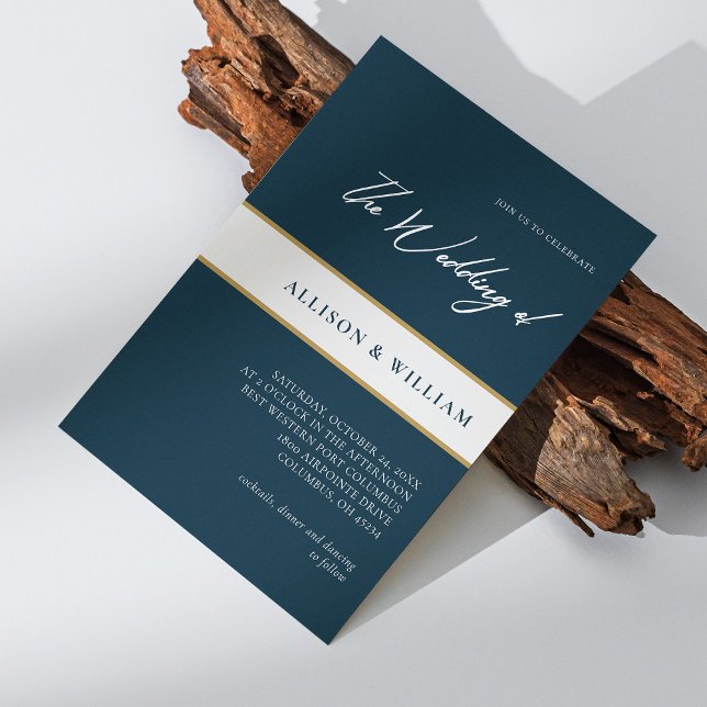 Modernes Minimalistisches Drehbuch: Emerald Blue W Einladung (Modern Minimalist Script : Emerald Blue Wedding Invitation)