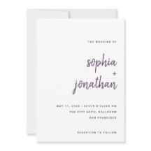 Modernes, Minimalistisches Drehbuch Lila | Hochzei