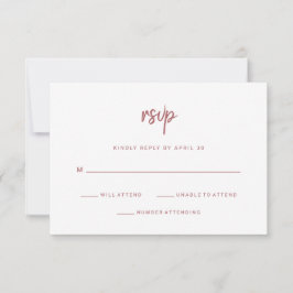 Modernes Minimalistisches Drehbuch Terra Rosa | Ho RSVP Karte