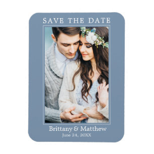 Modernes Minimalistisches Dusty Blue Save the Date Magnet