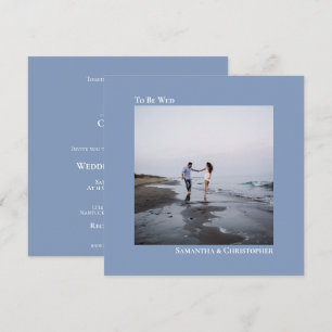 Modernes Minimalistisches Dusty Blue Square Foto H Einladung