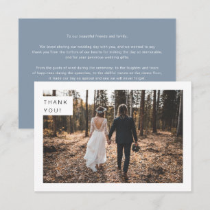 Modernes Minimalistisches Dusty Blue Wedding Foto Dankeskarte