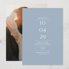 Modernes Minimalistisches Dusty Blue Wedding Foto Save The Date