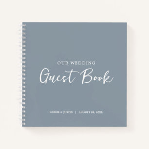 Modernes Minimalistisches Dusty Blue Wedding Gäste Notizbuch