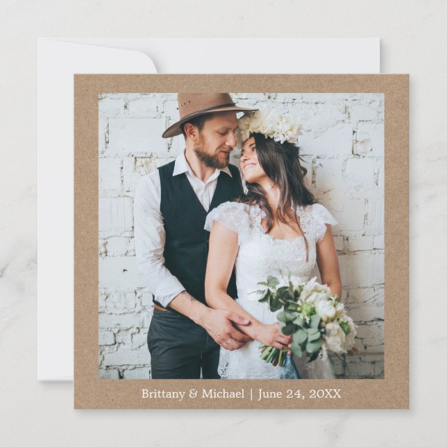 Modernes Minimalistisches Einfach-Kraft-Hochzeitss Dankeskarte (Vorderseite)