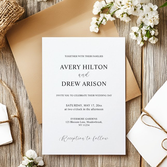 Modernes Minimalistisches Einfach Schwarz/Weiß Einladung (black and white simple modern wedding card)